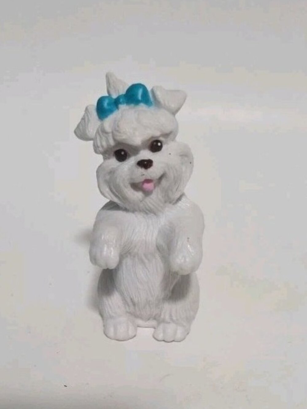 1991 Barbie Courtney Skipper Dog Pet Pals Animal White Puppy w Blue bow